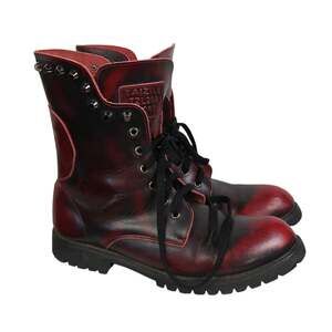 Taizile TZL 208 Sport Burgundy Red Black Ombre Studded Combat Boots 43
